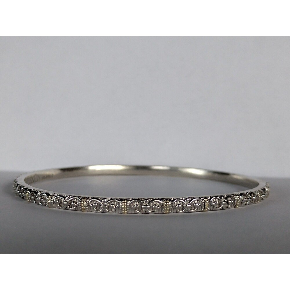Gabriel & Co sterling silver bangle with 18k gold 353916-3